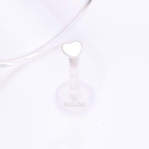 14 Karat White Gold Heart Plate Top Bio-Flex Labret